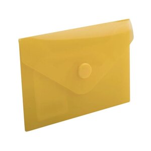 Папка-конверт с кнопкой МАЛОГО ФОРМАТА (74х105 мм), А7 (для дисконтных, банковских карт, визиток) прозр, желтая, 0,18