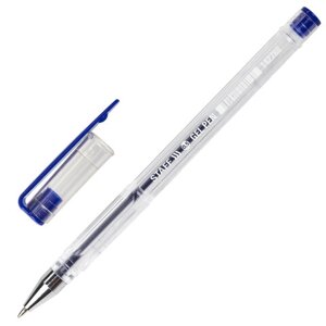 Ручка гелевая STAFF Basic GP-789, СИНЯЯ, корпус прозрачный, хромированные детали, узел 0,5 мм, 142788