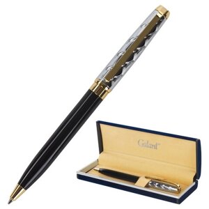 Ручка подарочная шариковая GALANT Consul, корпус черный с серебристым, золотистые детали, пишущий узел 0,7 мм, синяя,