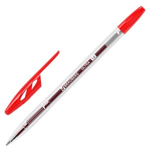 Ручка шариковая brauberg ULTRA, красная, узел 1 мм, чернила германия, наконечник швейцария, 143560