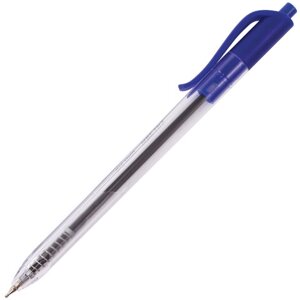 Ручка шариковая масляная автоматическая BRAUBERG Extra Glide R, СИНЯЯ, трёхгранный корпус, узел 0,7 мм, линия письма