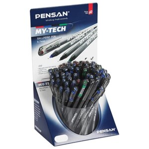 Ручка шариковая масляная PENSAN My-Tech Colored, палитра классических цветов АССОРТИ, игольчатый узел 0,7 мм, линия