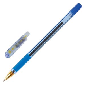 Ручка шариковая масляная с грипом MUNHWA MC Gold, СИНЯЯ, корпус тонированный синий, узел 0,7 мм, линия письма 0,5 мм,
