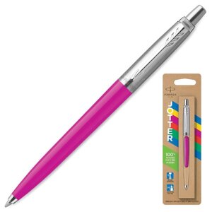 Ручка шариковая PARKER Jotter Orig Magenta, корпус розовый, нержавеющая сталь, блистер, синяя, 2075996