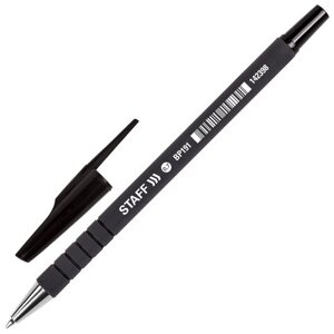 Ручка шариковая STAFF EVERYDAY BP-191, ЧЕРНАЯ, корпус прорезиненный черный, узел 0,7 мм, линия письма 0,35 мм, 142398