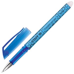 Ручка стираемая гелевая STAFF College GP-199, СИНЯЯ, хромированные детали, узел 0,5 мм, линия письма 0,35 мм, 142494