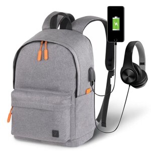 Рюкзак BRAUBERG URBAN универсальный, с отделением для ноутбука, USB-порт, Energy, серый, 44х31х14 см, 270806