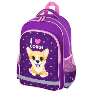 Рюкзак ПИФАГОР SCHOOL для начальной школы, I love corgi, 38x28х14 см, 270653