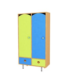 Шкаф 2-секционный стандарт, с ящиками (цветной фасад)
