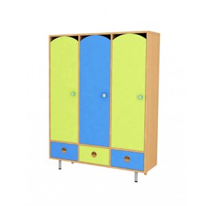 Шкаф 3-секционный стандарт, с ящиками (цветной фасад)