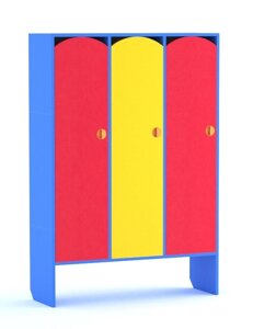 Шкаф с нишей под скамью 3-секционный малый (цветной)