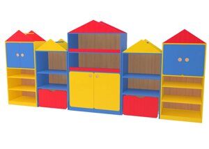 Стенка модульная «домик» модули 1-5 (цветной)
