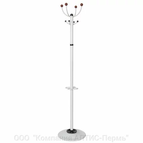 Вешалка-стойка Квартет-З, 1,79 м, основание 40 см, 4 крючка + место для зонтов, металл, белая