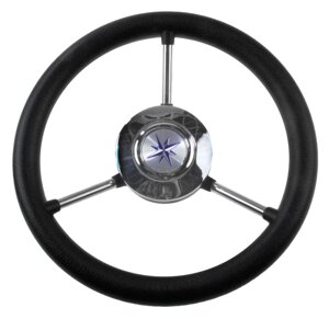 Рулевое колесо LIPARI обод черный, спицы серебряные , диам. 280 мм, чёрное