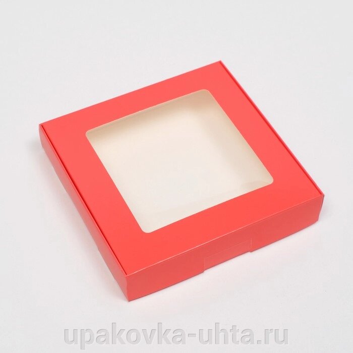 Коробка с окном 160*160*30мм, Красная /5шт от компании "ПолиПак" ПАКЕТЫ - фото 1