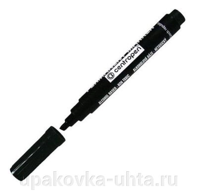 Маркер перманентный скошенный, "Centropen" чёрный, линия 1-5мм (спиртовой) /10шт в уп от компании "ПолиПак" ПАКЕТЫ - фото 1