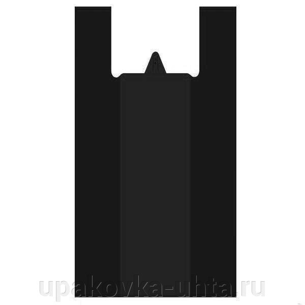 Пакет-майка 28+16*50см, 13мкм, ПНД, черная (100шт) /30уп в кор от компании "ПолиПак" ПАКЕТЫ - фото 1