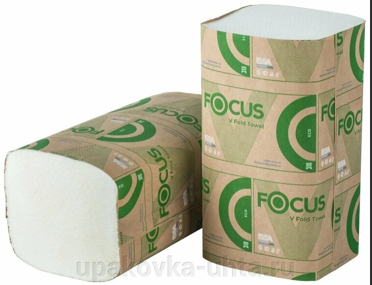Полотенце листовое V-образное, 1-сл, ширина 11,5см "Focus", "NoName" (200л) /20уп в кор от компании "ПолиПак" ПАКЕТЫ - фото 1