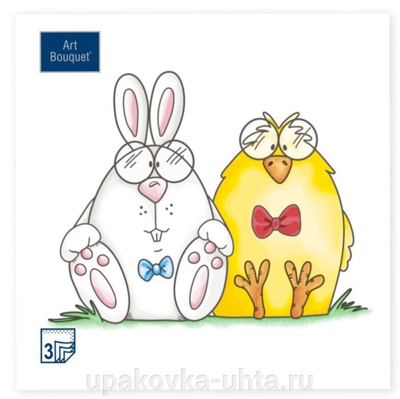 Салфетки бумажные 24*24см, 1-сл "Сладкая парочка" (40л) от компании "ПолиПак" ПАКЕТЫ - фото 1
