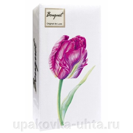 Салфетки бумажные 33*33см, 2-сл "Прекрасный тюльпан" (20л) /12уп в кор от компании "ПолиПак" ПАКЕТЫ - фото 1