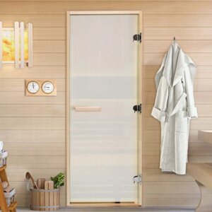 Дверь для бани и сауны "Сатин", размер коробки 180х70 см, липа 8 мм