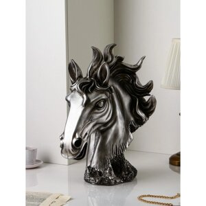 Фигура "Голова коня", полистоун, 51 см, серебро, 1 сорт, Иран