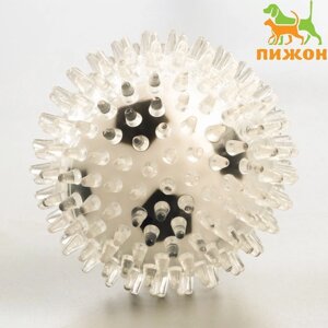 Игрушка для собак "Мяч футбол 2 в 1", TPR+винил, 9,5 см, прозрачная/чёрная/белая