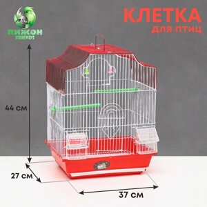 Клетка для птиц укомплектованная Bd-2/4f, 34 х 27 х 44 см, красная