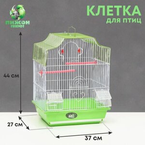 Клетка для птиц укомплектованная Bd-2/4f, 34 х 27 х 44 см, зелёная