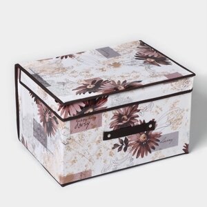 Короб стеллажный для хранения с крышкой Доляна «Астра», 403025 см, цвет коричневый