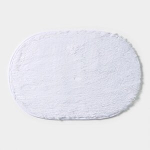 Коврик для ванной овальный Доляна «Пушистик», 3859 см, цвет белый