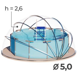 Купол-тент для бассейна d=500 см, цвет серый