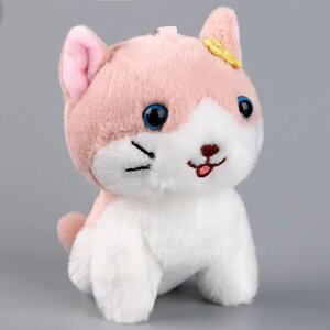 Мягкая игрушка «Кот с цветком» на брелоке, 11 см, цвета МИКС