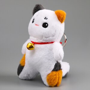 Мягкая игрушка «Котик» на брелоке, 14 см, цвет белый