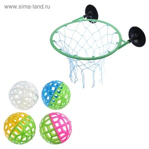 Набор для игры "Мини-баскетбол", детский, кольцо d-21 см, 4 мяча d-9 см