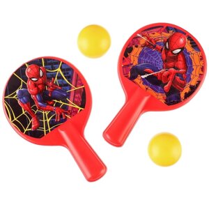 Набор игровой, ракетки 812 см и два мячика, Человек-паук