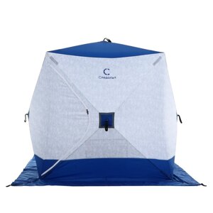 Палатка зимняя куб СЛЕДОПЫТ 1.8 х 1.8 м, ткань Oxford, цвет сине-белый с принтом