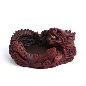 Пепельница "Китайский дракон", 12.4 х 13.7 х 7.6 см, коричневая