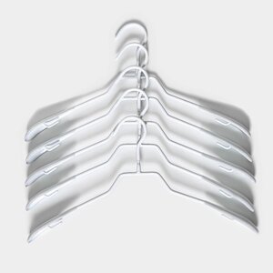 Плечики - вешалки для одежды антискользящие, набор 5 шт, 3920,5 см, металл с ПВХ покрытием, цвет белый