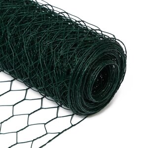 Сетка плетёная с ПВХ покрытием, 10 1,5 м, ячейка 25 25 мм, d = 0,9 мм, металл, Greengo