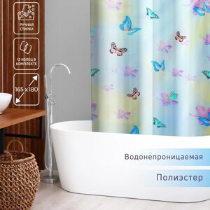Штора для ванны Доляна «Бабочки в небе», 165180 см, полиэстер