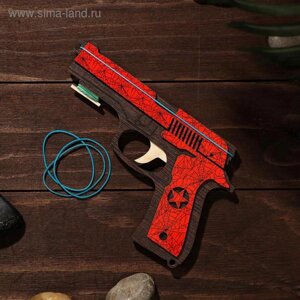 Сувенир деревянный «Резинкострел, красный гранит»4 резинки