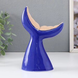 Сувенир керамика "Хвост кита" песочно-синий 11,4х6х17,3 см