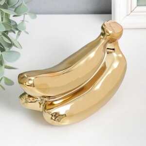 Сувенир керамика "Связка бананов" золото 9х17х7,5 см