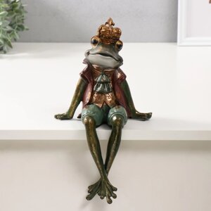 Сувенир полистоун "Лягуха в короне, с жабо" сидит 17,5х15х30,5 см