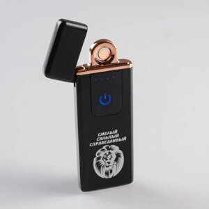 Зажигалка электронная "Смелый, сильный, справедливый", USB, спираль, 3 х 7.3 см, черная