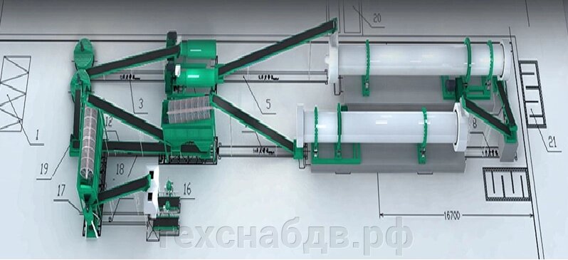 Линия производства органических удобрений из свиного навоза на 15 000 тонн - характеристики