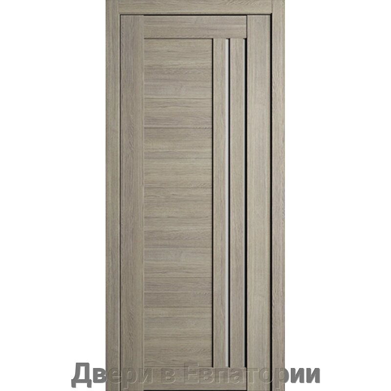 Межкомнатная дверь МИЛАН экошпон дымчатый дуб царга стекло светлый сатин ДООР от компании Двери в Евпатории - фото 1