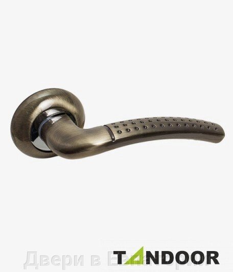 Ручка дверная TRODOS на круглом основании AL-106 AB/CP (бронза/хром) TD185842 от компании Двери в Евпатории - фото 1
