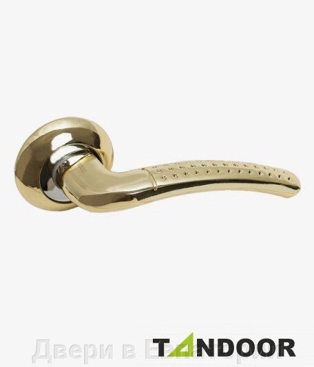 Ручка дверная TRODOS на круглом основании AL-106 PB/CP (золото/хром) TD185842 от компании Двери в Евпатории - фото 1